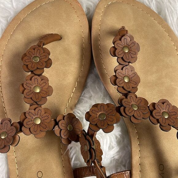 ANDIAMO Brown Floral Thong Sandals Ladies Size 8 1/2 - Picture 11 of 11